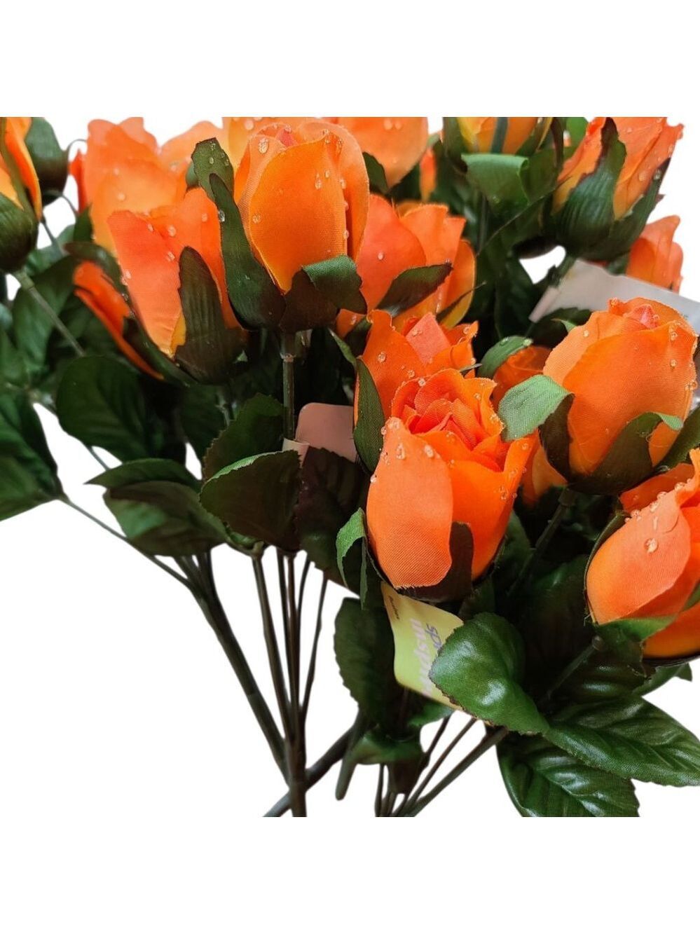 Realistic Silk Flower Orange Rose Buds Decor